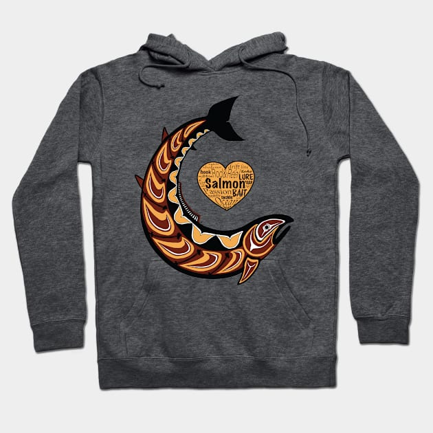 Pacific Northwest Salmon in gold and maroon Hoodie by StephJChild